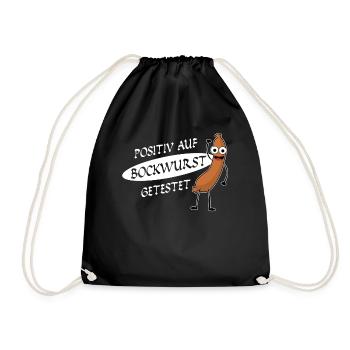 Bockwurst Wurst Positiv Bratwurst - Turnbeutel - Schwarz - Vorne