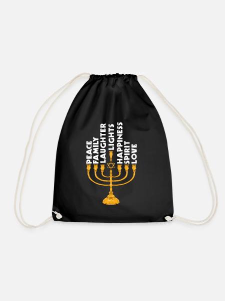 Friedensfamilie Jüdisch, Hanukah, Chanukka - Turnbeutel - Schwarz