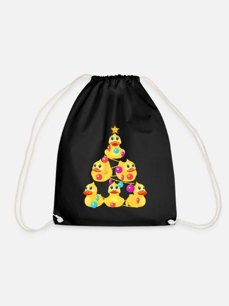 Rubber Duck Christmas Tree - Drawstring Bag - black