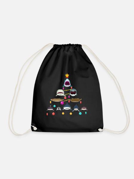 Shark, Sharks, Shakr Christmas Tree - Drawstring Bag - black