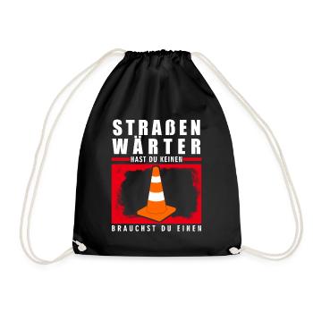 Straßenwärter Witz Straßenmeisterei - Turnbeutel - Schwarz - Vorne