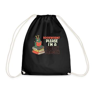 Bookworm, Please I Am A Book Dragon - Drawstring Bag - black - Front