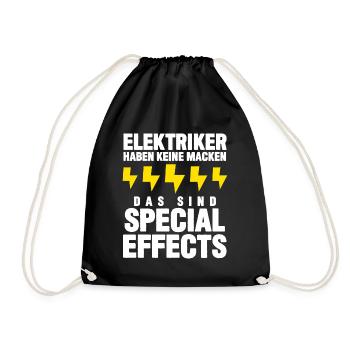 Elektriker Strom Witz Elektromeister - Turnbeutel - Schwarz - Vorne