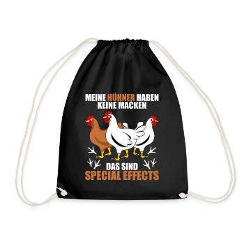Hühner Hühnerstall Spruch mit Huhn - Turnbeutel - Schwarz - Vorne