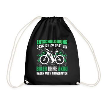 E-Bike Akku Fahrrad E-Biker EBike - Turnbeutel - Schwarz - Vorne