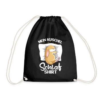Kaninchen Hase Kuschel Schlafshirt - Turnbeutel - Schwarz - Vorne