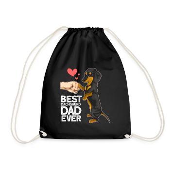 Dackel Papa Dachshund Geschenk - Turnbeutel - Schwarz - Vorne