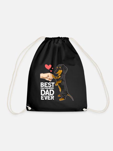 Dachshund Papa Dachshund Gift - Drawstring Bag - black
