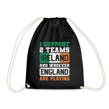 Irland, England, Rugby - Turnbeutel - Schwarz - Vorne