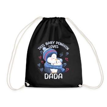 Dada Penguin This Baby Penguin Loves - Drawstring Bag - black - Front