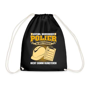 Polier Baustellenleiter Bauleiter - Turnbeutel - Schwarz - Vorne
