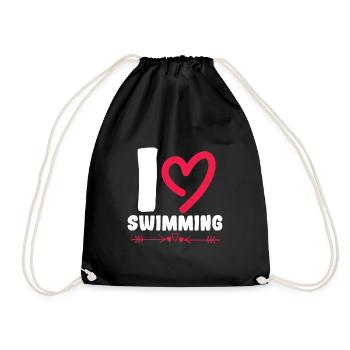 Ich liebe Schwimmen - Turnbeutel - Schwarz - Vorne