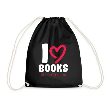 I love books - Drawstring Bag - black - Front