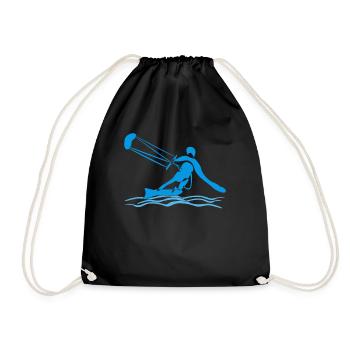Kiteboarding Kitesurfen Kitesurfer - Turnbeutel - Schwarz - Vorne