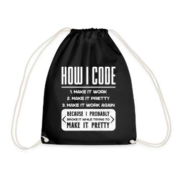 Programmierer, Code, Nerd, Programmierung - Turnbeutel - Schwarz - Vorne