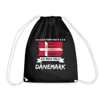Denmark Ich muss nach Dänemark - Turnbeutel - Schwarz - Vorne