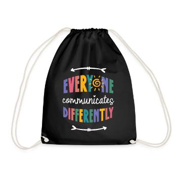 Autism communication, autism awareness - Drawstring Bag - black - Front