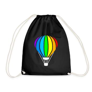 Heißluftballon, Fliegen Eines Heißluftballons - Turnbeutel - Schwarz - Vorne