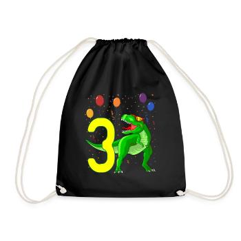 3rd birthday dinosaur 3 years old - Drawstring Bag - black - Front