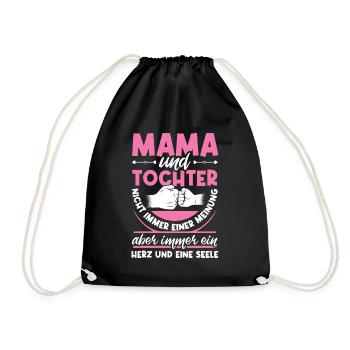 Mama und Tochter Herz und Seele - Muttertag - Turnbeutel - Schwarz - Vorne