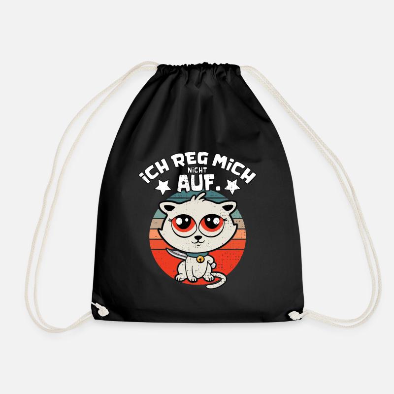 Süße Katze ''Ich reg mich nicht auf'' - Turnbeutel - Schwarz