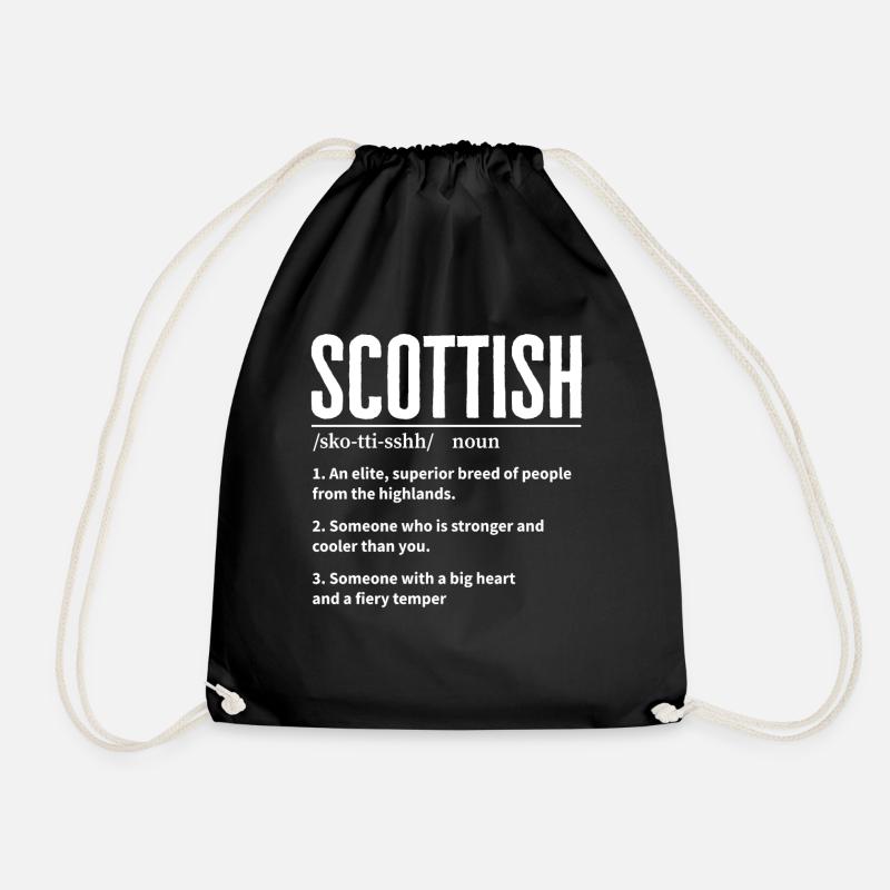 Scottish, Scottish Heritage, Scotland - Drawstring Bag - black