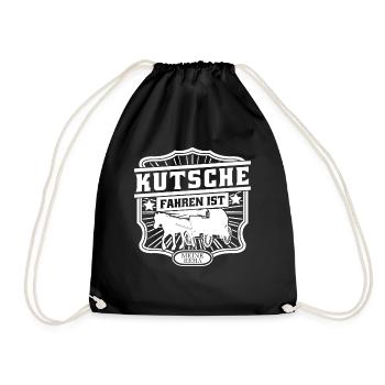 Kutsche Pferde Pferdekutsche Kutscher - Turnbeutel - Schwarz - Vorne