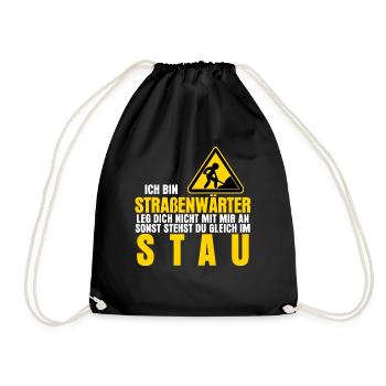 Straßenwärter Bauhof Stau Straßenbau - Turnbeutel - Schwarz - Vorne
