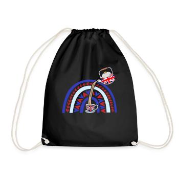 Union Jack Flag Mit Tee Tasse - Turnbeutel - Schwarz - Vorne