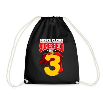 3. Geburtstag Superheld 3 Jahre Jungen Geschenk - Turnbeutel - Schwarz - Vorne