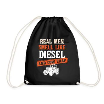 Real Men Smell Like Diesel And Cow Manure - Drawstring Bag - black - Front