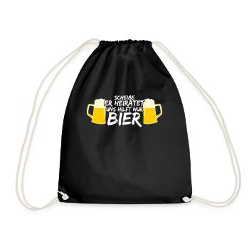 Junggesellenabschied Bier Junggeselle - Turnbeutel - Schwarz - Vorne