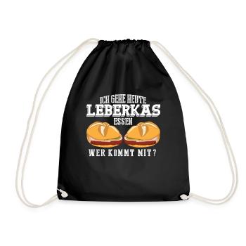 Leberkäse Fleischkas essen Leberkas - Turnbeutel - Schwarz - Vorne