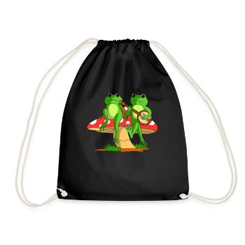 frosch gitarre Geschenk und Froschzeichnung - Turnbeutel - Schwarz - Vorne