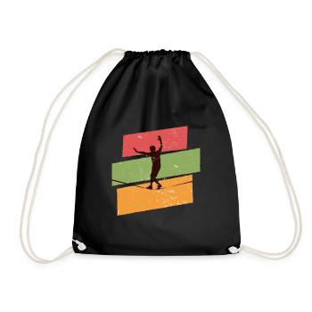 Retro vintage Slackline - Drawstring Bag - black - Front