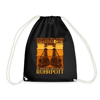 Ruhrgebiet Bergbau Ruhrpott - Turnbeutel - Schwarz - Vorne