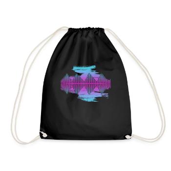 Synthesizer Waveform Synth Synthesizers - Drawstring Bag - black - Front