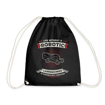 Robotic lawn mower fan, lawn mowing - Drawstring Bag - black - Front
