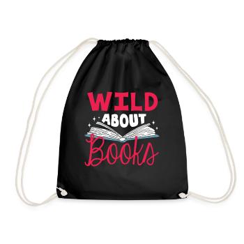 Wild About Books, Readers, Bookworm - Drawstring Bag - black - Front