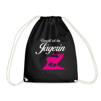 Jägerin Jagd Hirsche Revier Jäger - Turnbeutel - Schwarz - Vorne