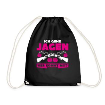 Jägerin Ich gehe Jagen Keiler Jäger - Turnbeutel - Schwarz - Vorne