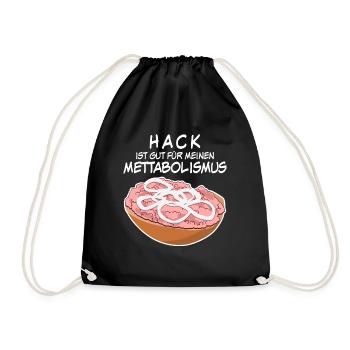 Mettbrötchen Hackfleisch Mett Mettigel - Turnbeutel - Schwarz - Vorne