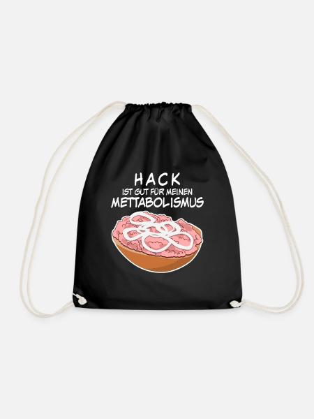 Mettbrötchen Hackfleisch Mett Mettigel - Turnbeutel - Schwarz