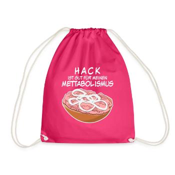 Mettbrötchen Hackfleisch Mett Mettigel - Turnbeutel - Fuchsia - Vorne