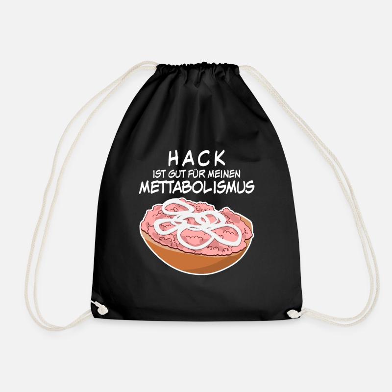Mettbrötchen Hackfleisch Mett Mettigel - Turnbeutel - Schwarz