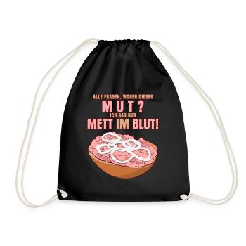 Mettbrötchen Mettfleisch Hack Mett - Turnbeutel - Schwarz - Vorne