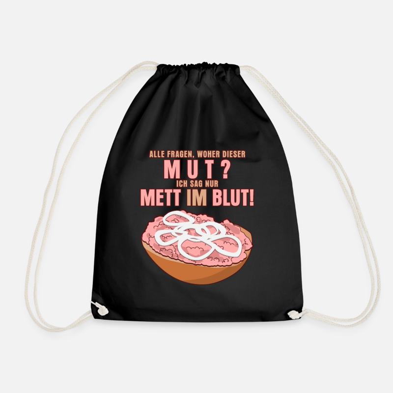 Mettbrötchen Mettfleisch Hack Mett - Turnbeutel - Schwarz