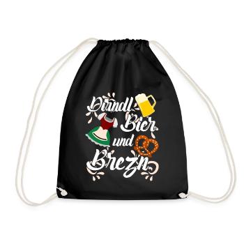 Dirndl Bier und Brezn - Turnbeutel - Schwarz - Vorne