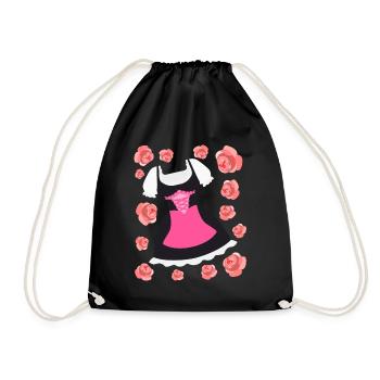 Dirndl avec fleurs Roses Costume Robe - Sac de sport léger - noir - Devant