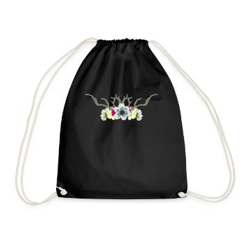 Dirndl Blumen Kopfschmuck Trachtenkleid - Turnbeutel - Schwarz - Vorne